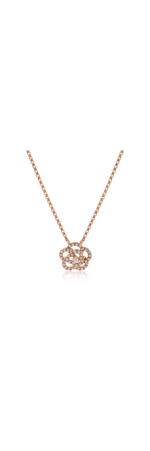 Rose gold chain with flower pendant with 0.2ct diamonds