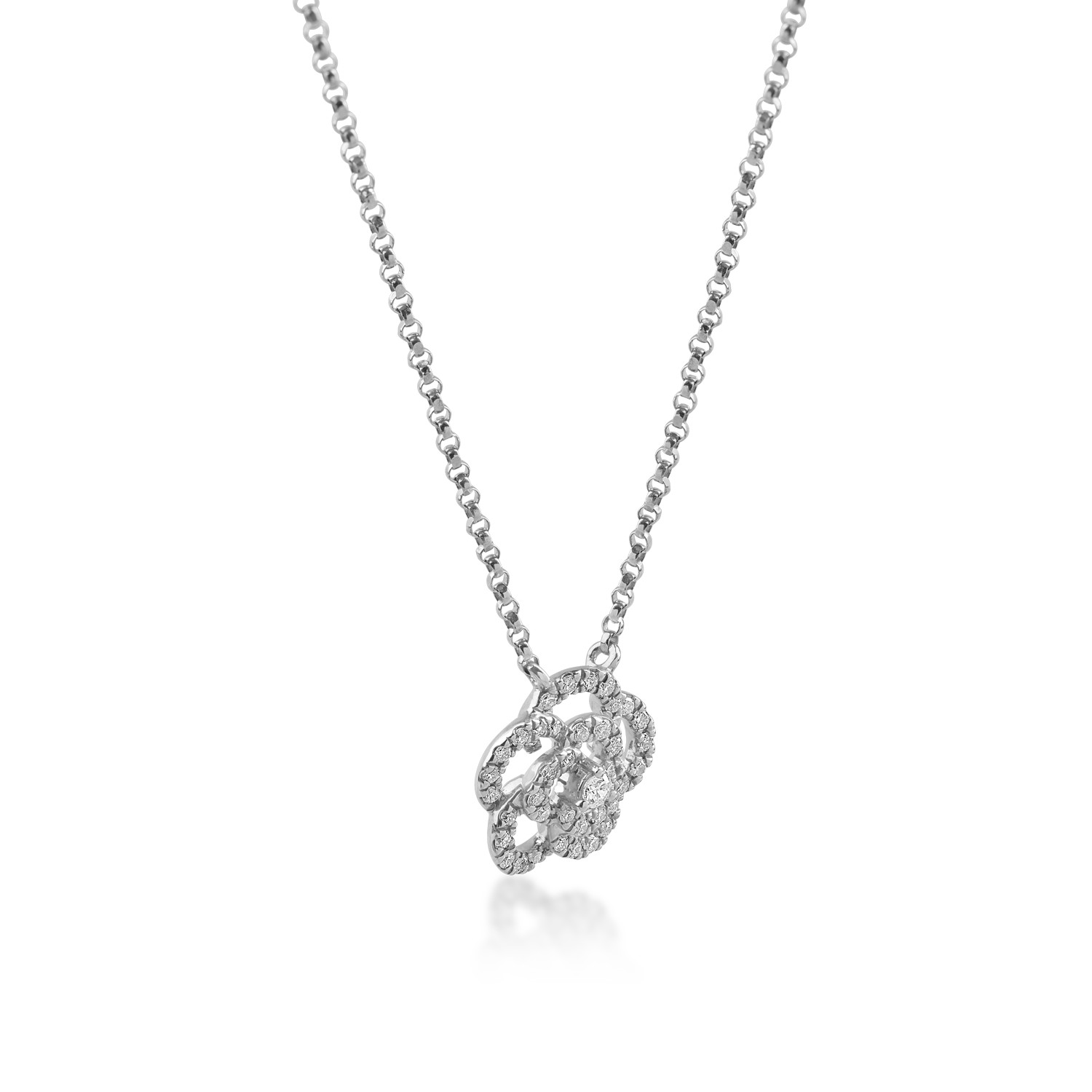 Fehérarany virágos medál nyaklánc 0.19ct gyémántokkal