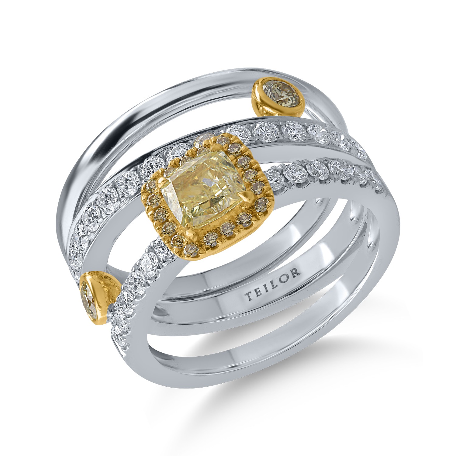 Inel din aur alb-galben cu diamante de 1.52ct