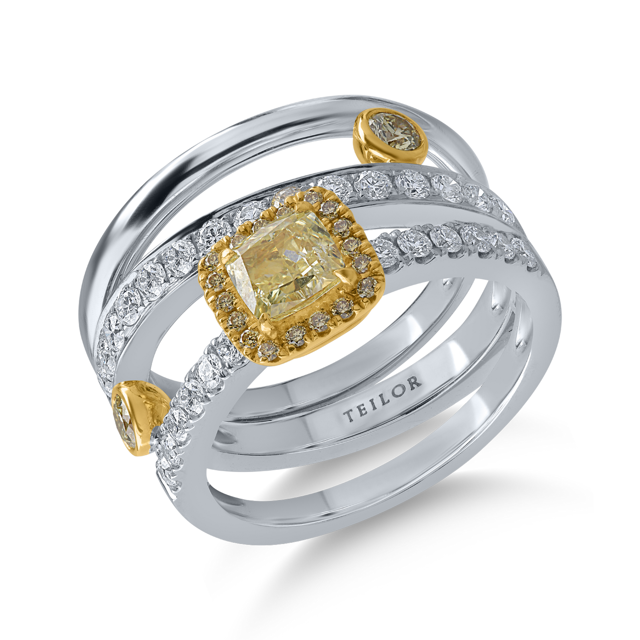 Fehér-sárga arany gyűrű 1.52ct gyémántokkal