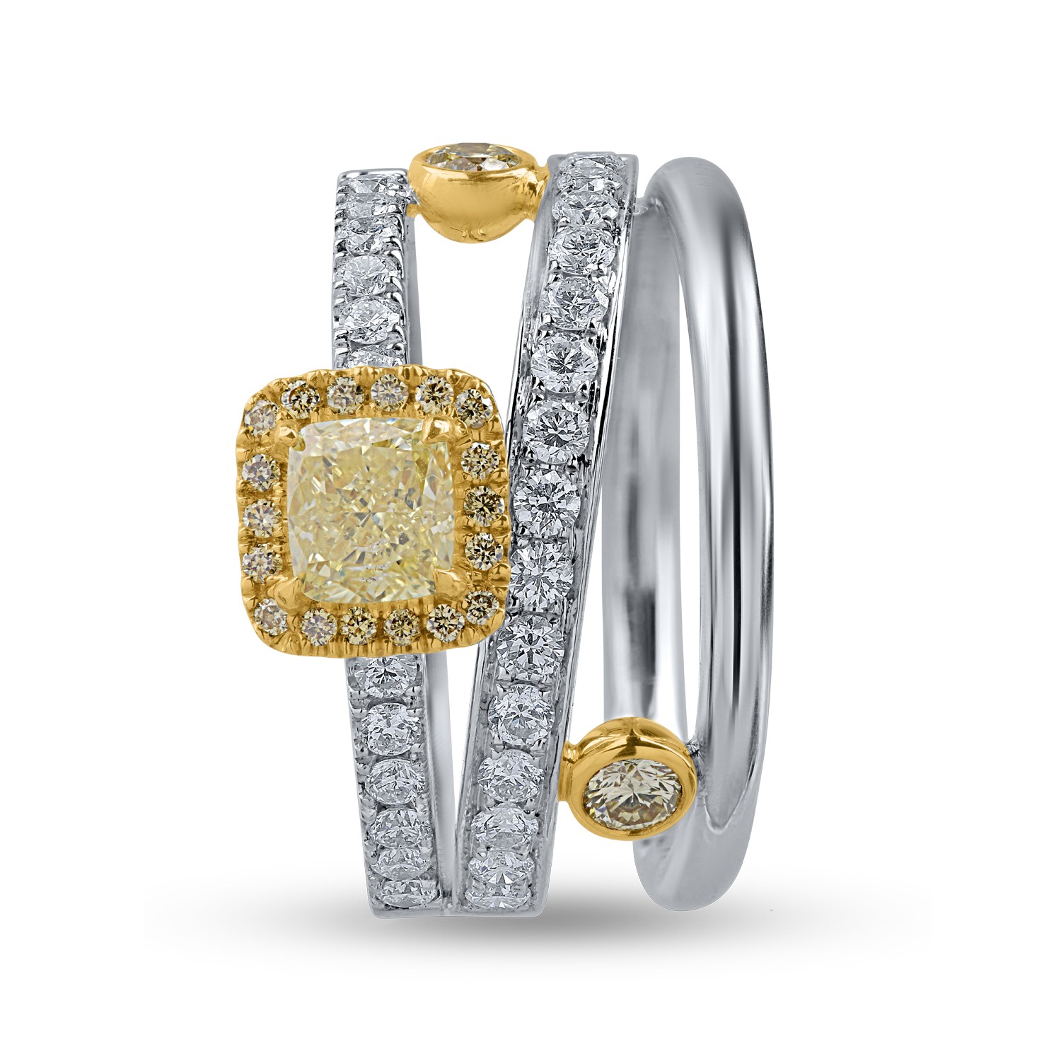 Fehér-sárga arany gyűrű 1.52ct gyémántokkal