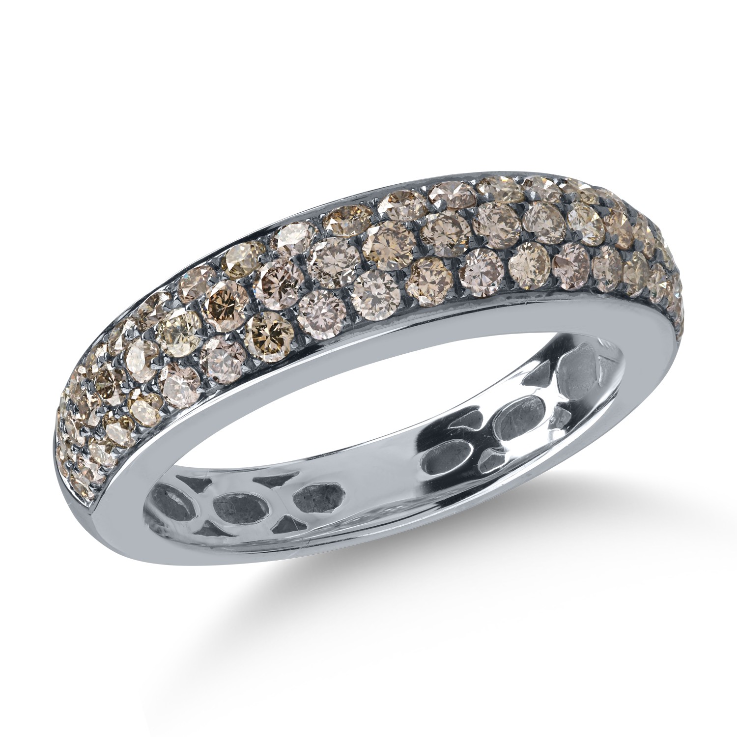 пръстен половин вечност от бяло злато пръстен с 0.96кt кафяви диаманти
