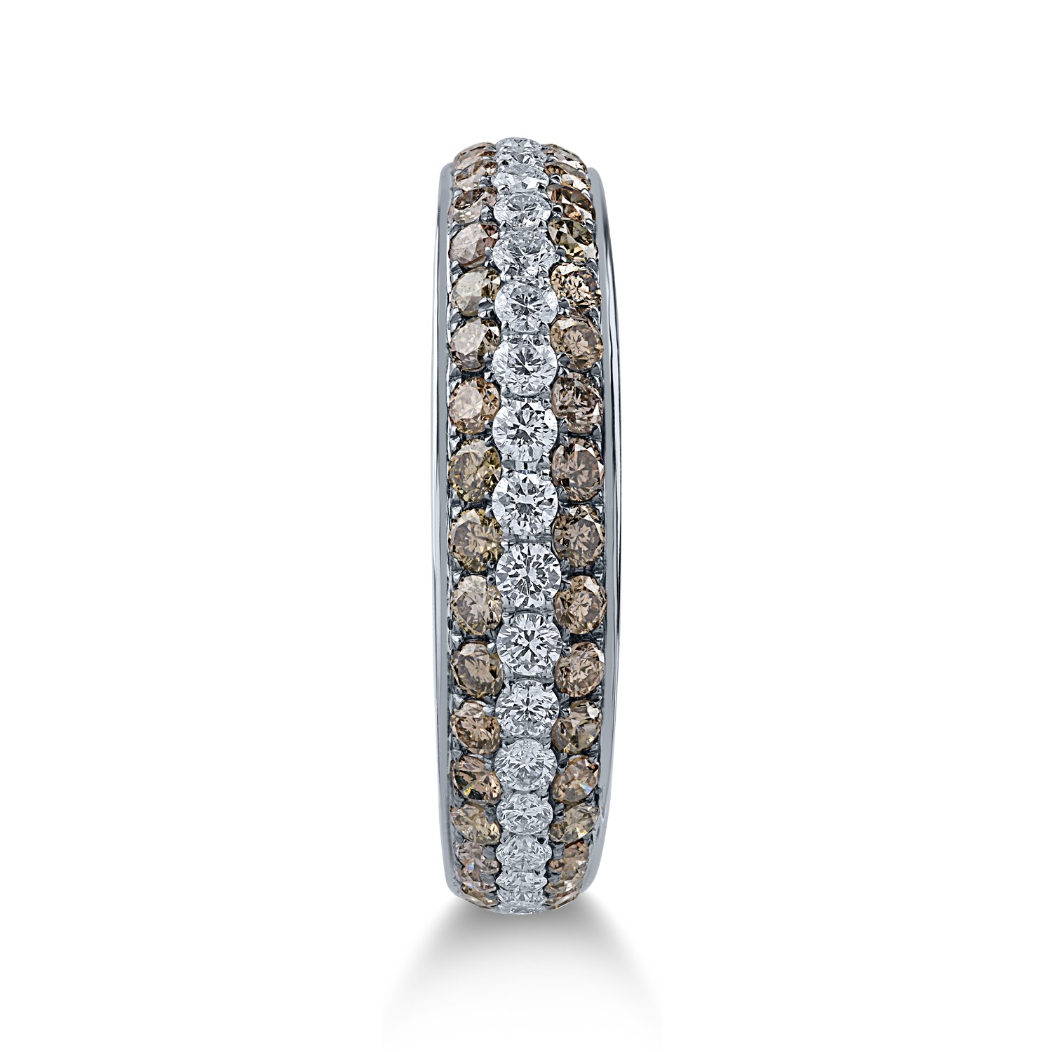 Half eternity ring in white gold with 0.63ct brown diamonds and 0.32ct clear diamonds