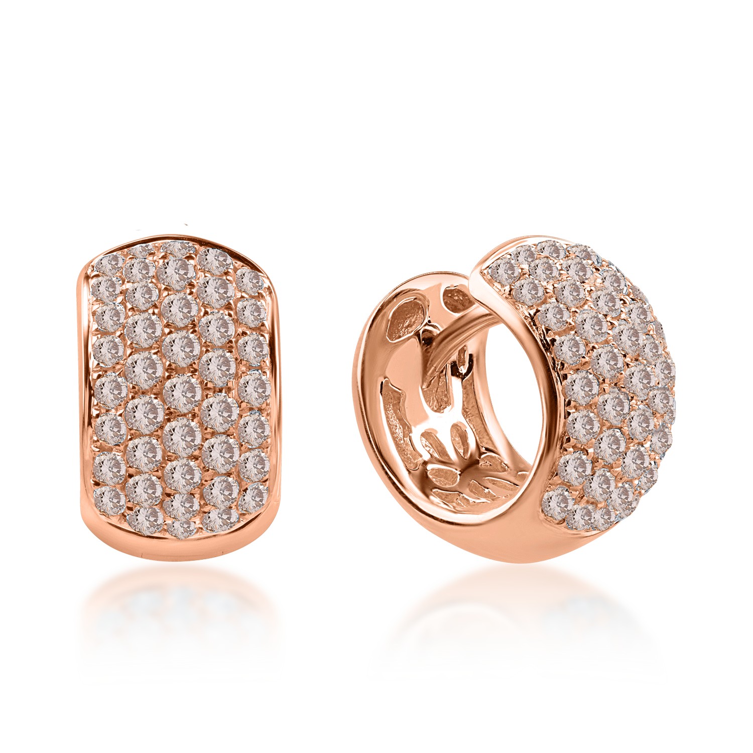 Rose gold earrings with 0.74ct brown diamonds