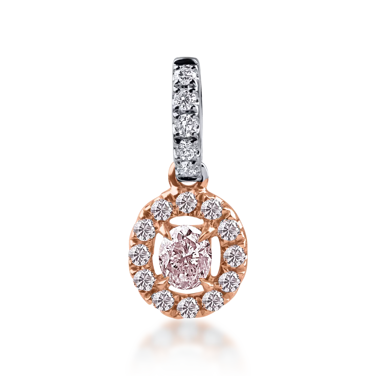 White-rose gold pendant with 0.1ct fancy pink diamond and 0.089ct diamonds