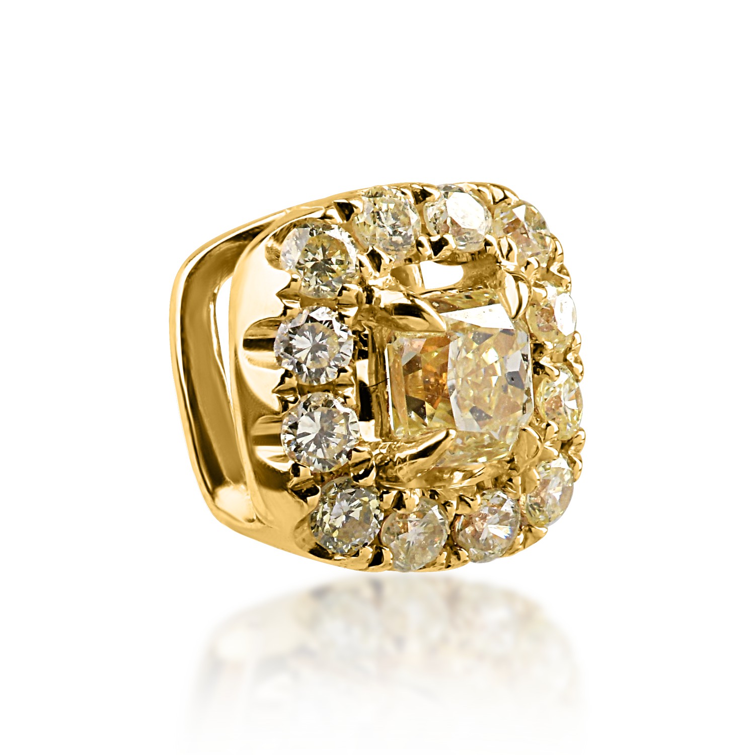 Pandantiv din aur galben cu diamant fancy-galben de 0.074ct si diamante galbene de 0.061ct