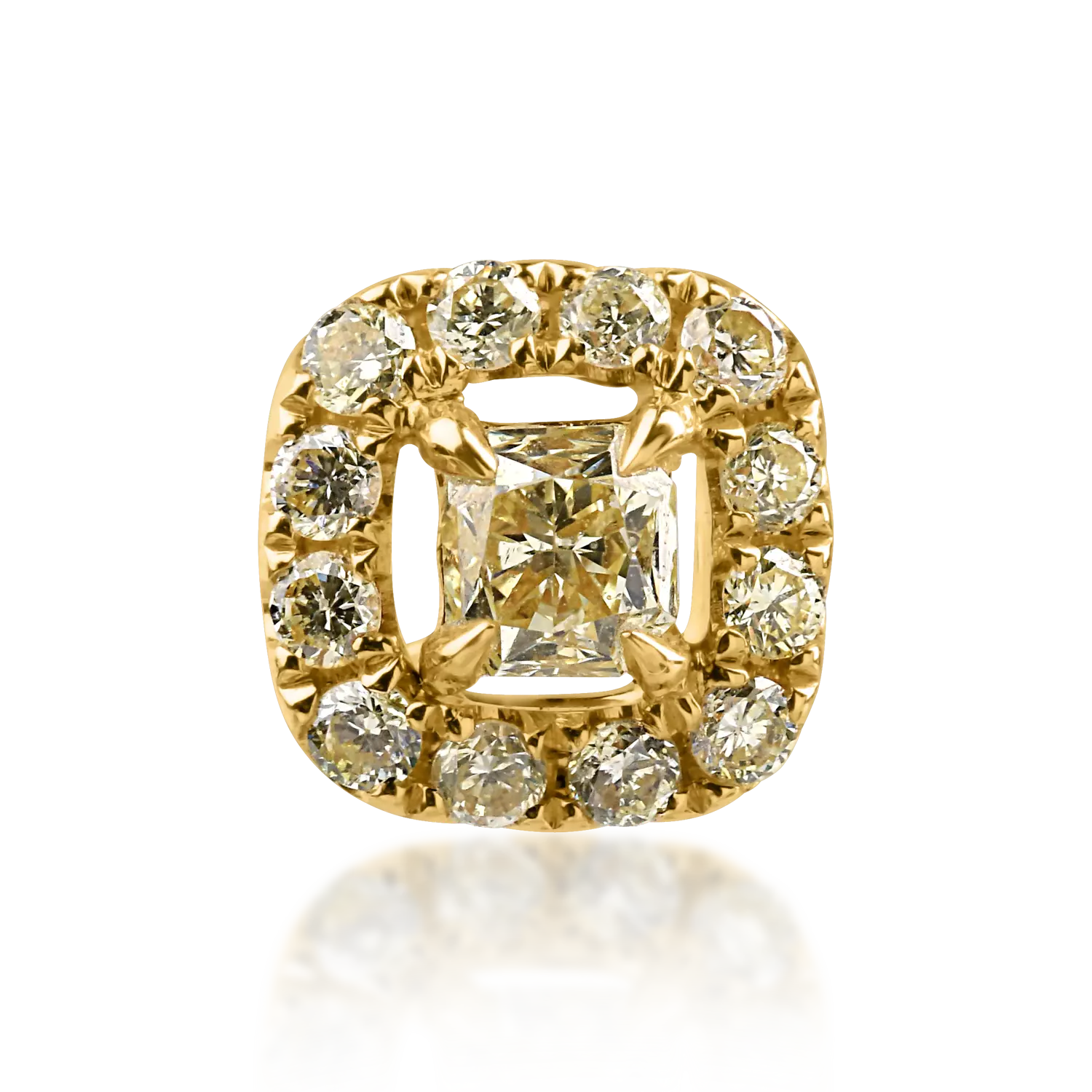Pandantiv din aur galben cu diamant fancy-galben de 0.113ct si diamante galbene de 0.066ct