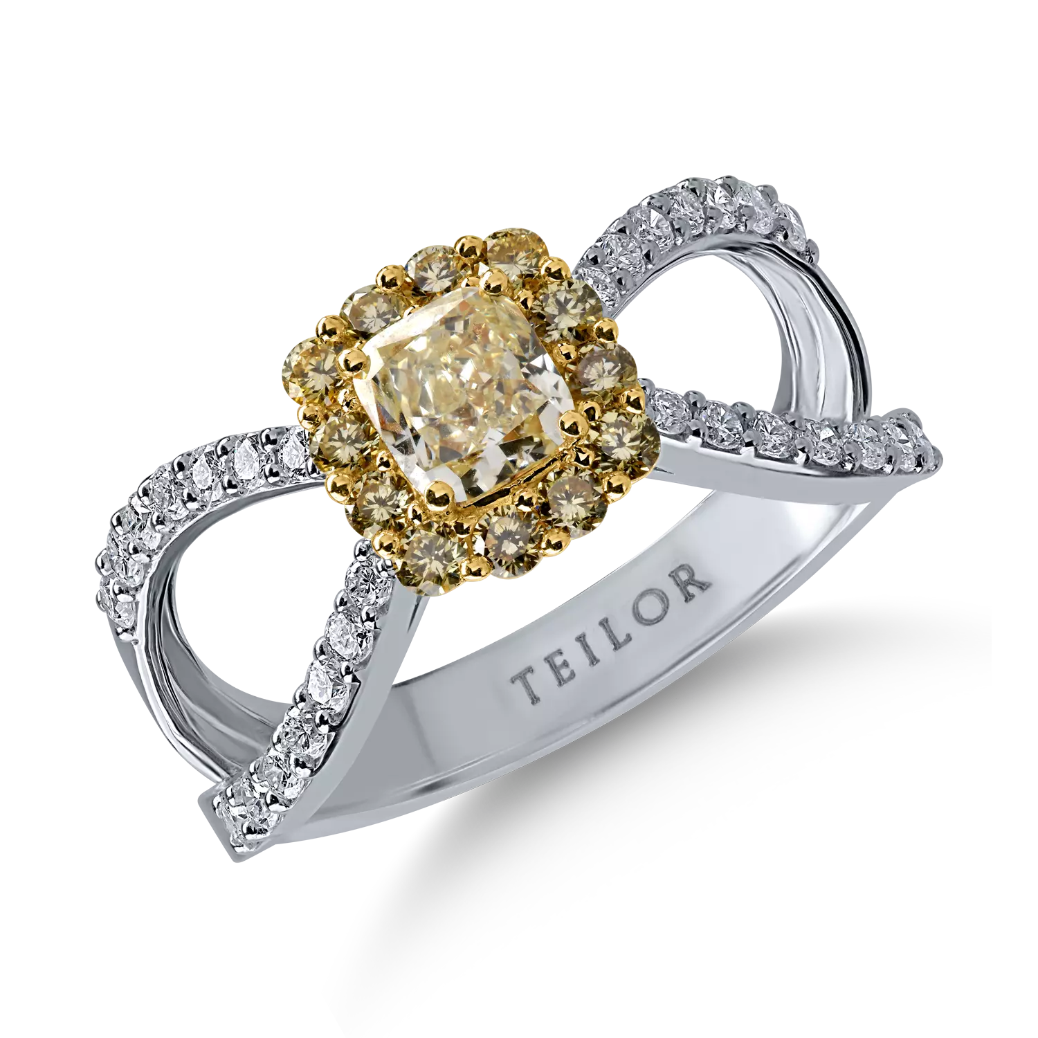 Sárga-fehér arany gyűrű 1.2ct gyémántokkal