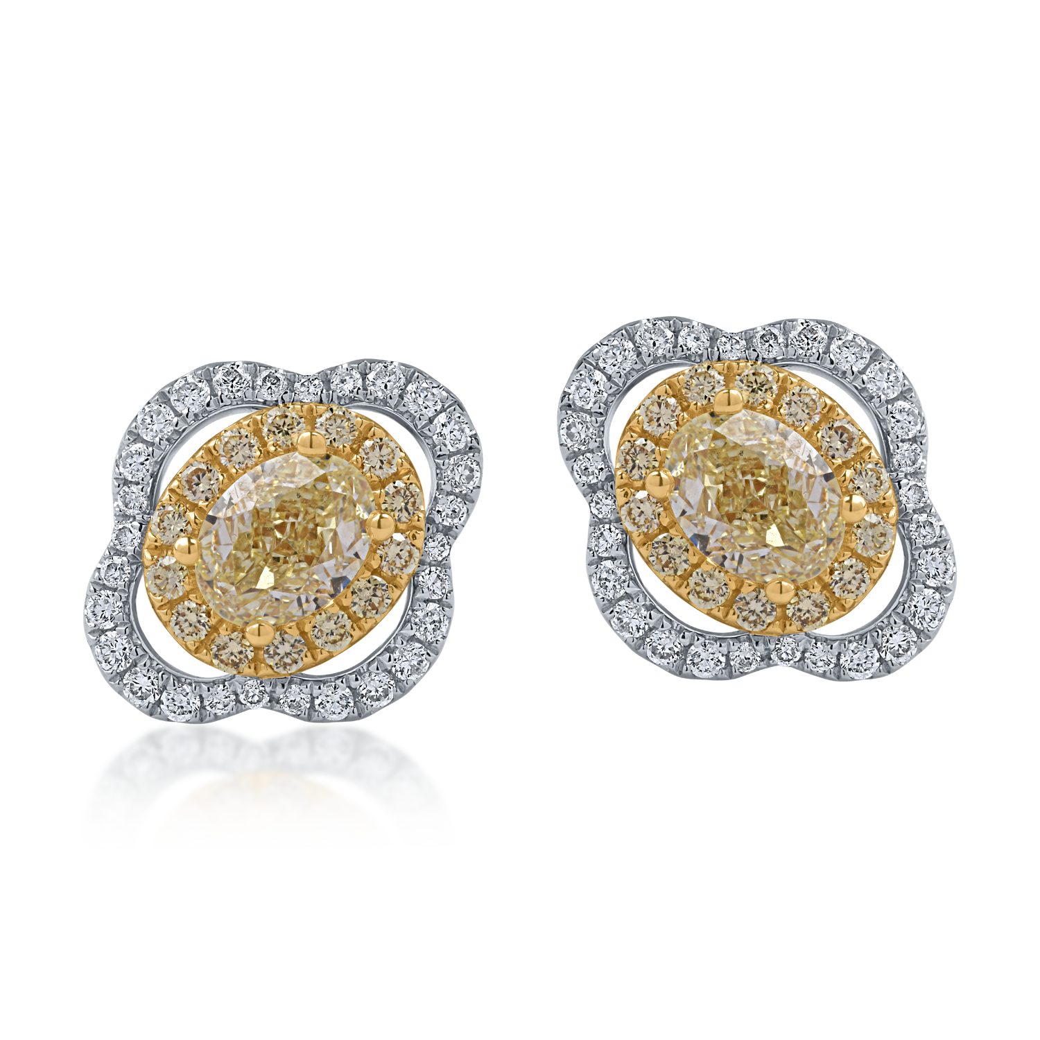 Kolczyki z żółto-białego złota z diamentami o masie 1.72ct