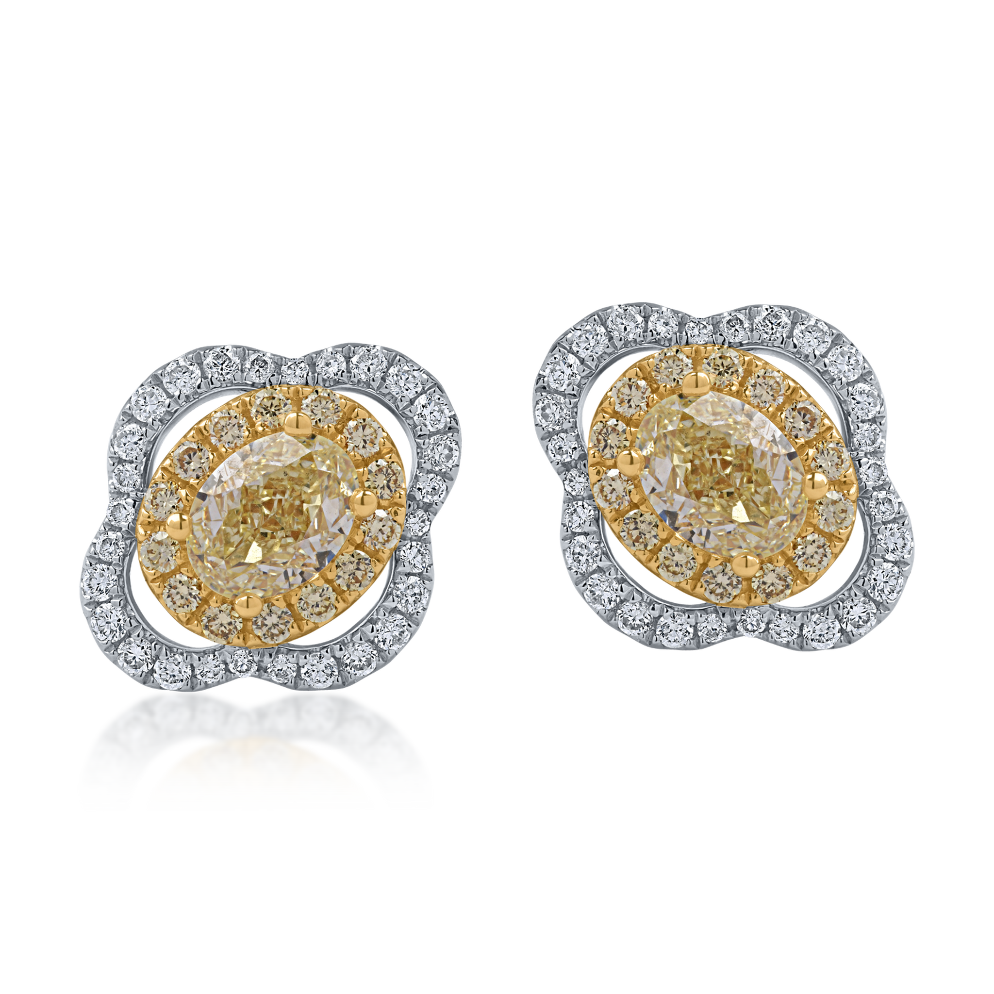 Kolczyki z żółto-białego złota z diamentami o masie 1.72ct