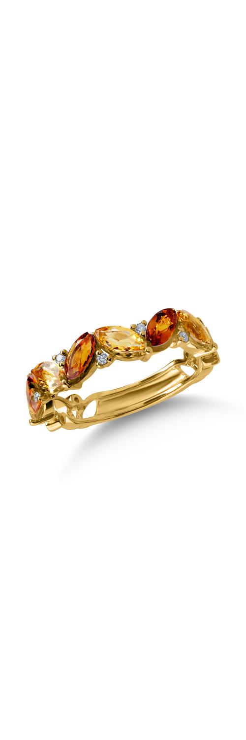 Yellow gold ring with 1.4ct citrines and 0.055ct diamonds