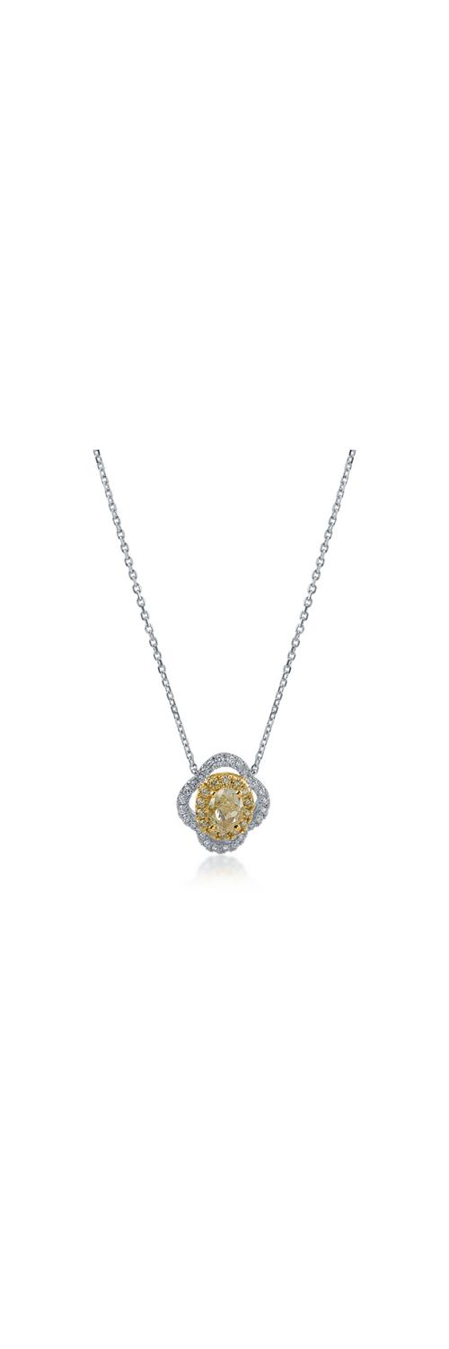 Yellow-white gold pendant chain with 1.1ct diamonds