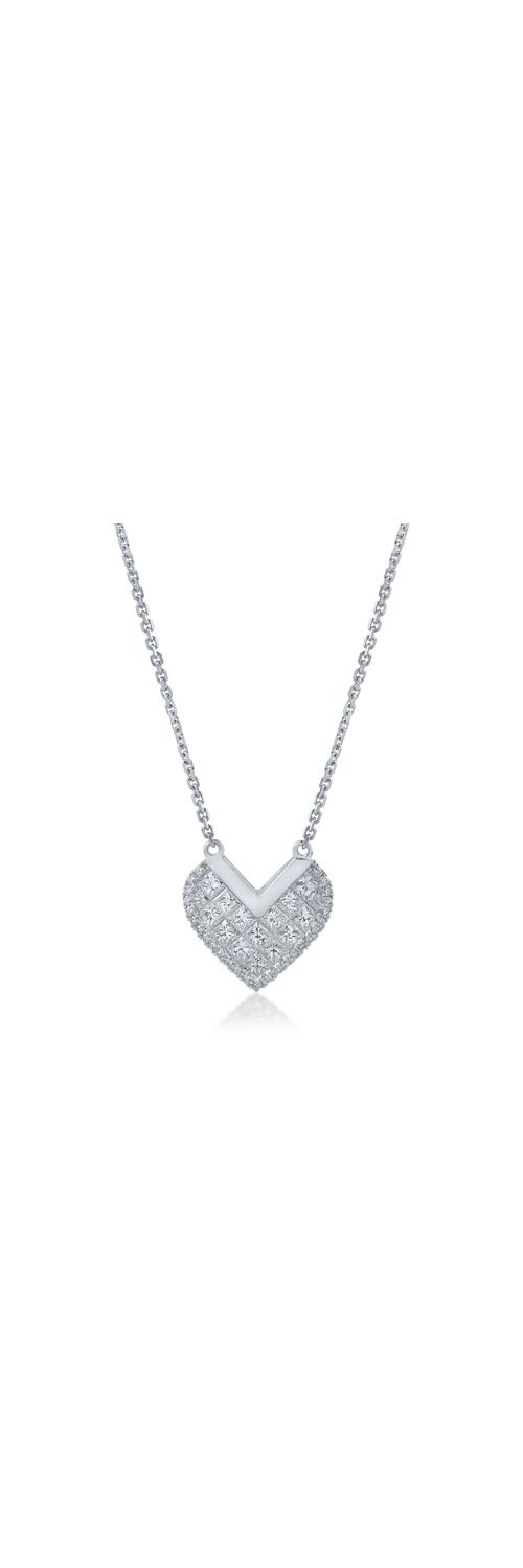 White gold heart pendant chain with 0.98ct diamonds