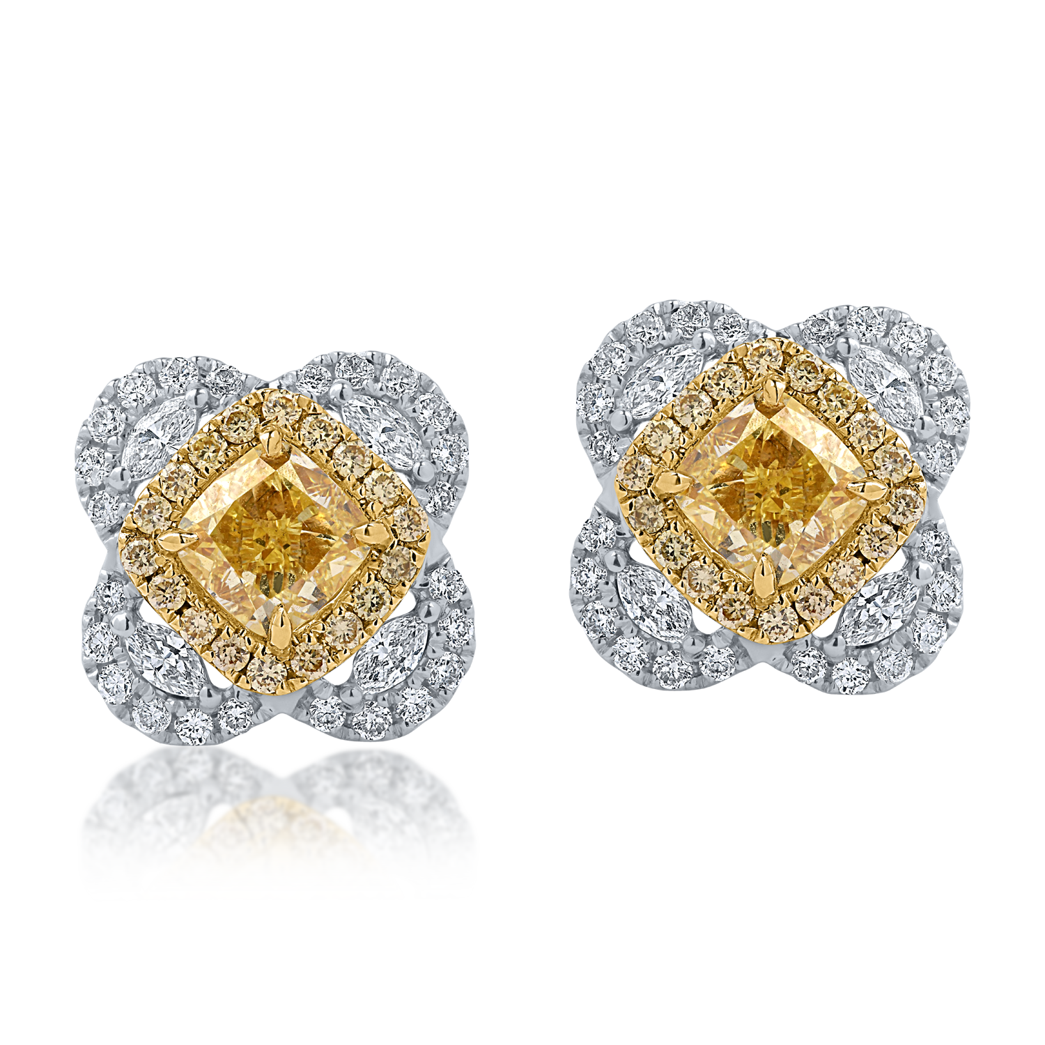 Kolczyki z żółto-białego złota z 1.9ct diamentami