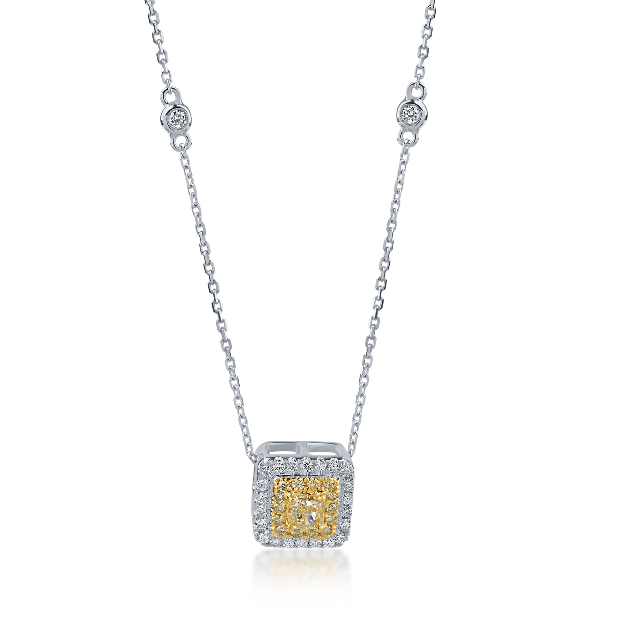 Naszyjnik z białego i żółtego złota z żółtymi diamentami o masie 0.32ct i przezroczystymi diamentami o masie 0.2ct