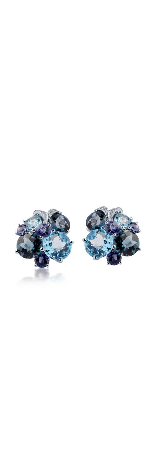 White gold earrings with 12.69ct precious and semi-precious stones