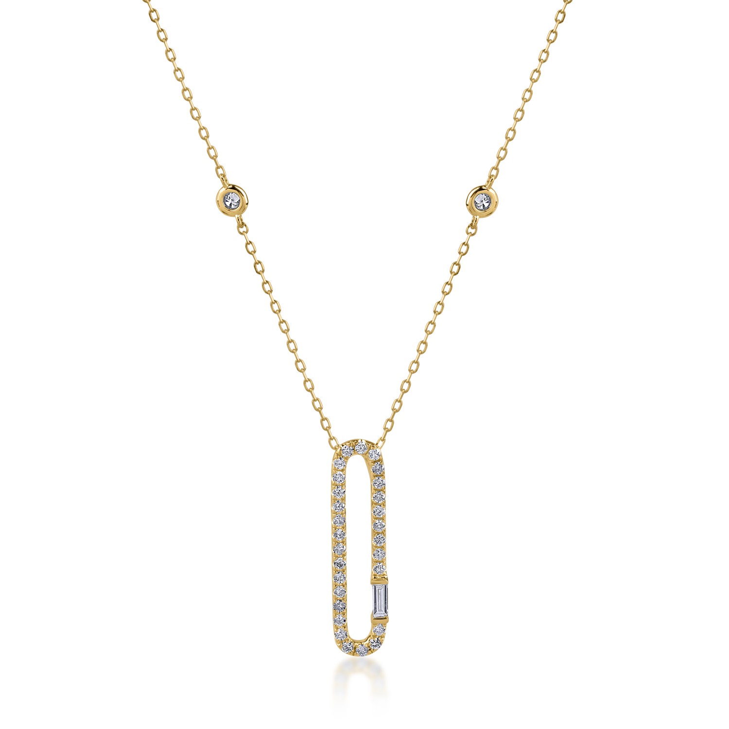 Yellow gold pendant necklace with 0.031ct diamonds