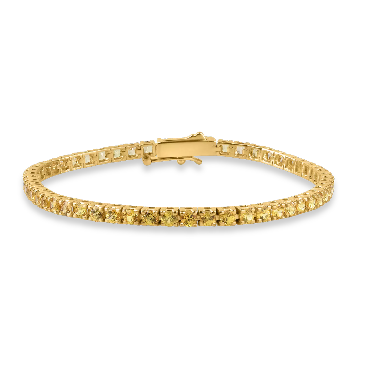 Yellow gold tennis bracelet with 6.47ct yellow sapphires