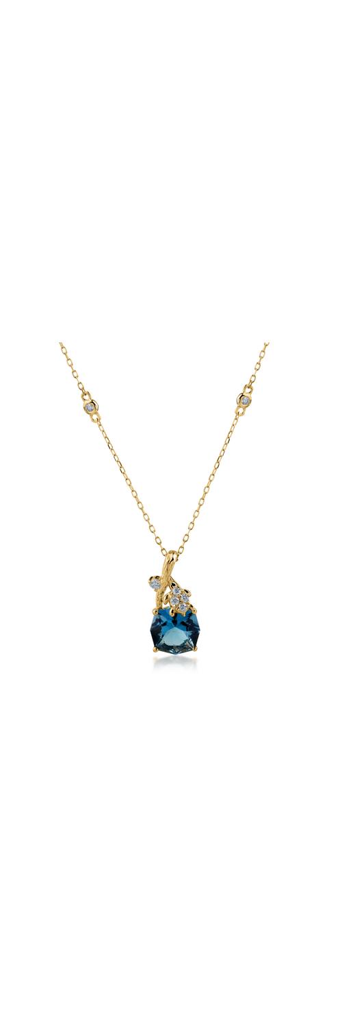 Yellow gold pendant necklace with 2.05ct topaz and 0.09ct diamonds