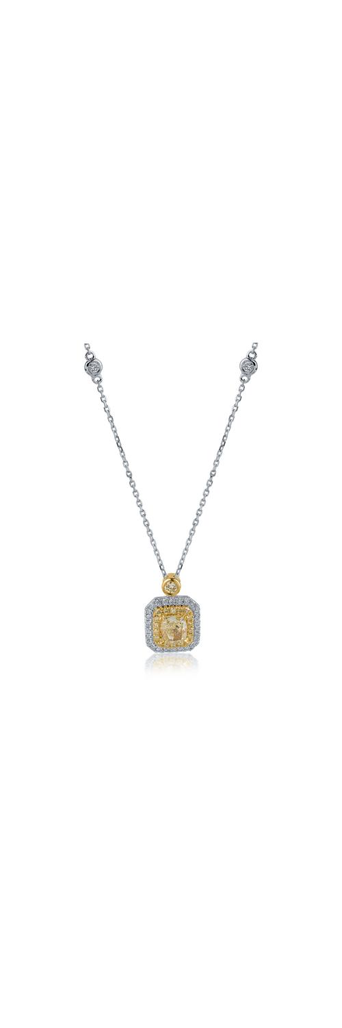 White-yellow gold pendant necklace with 1.02ct diamonds