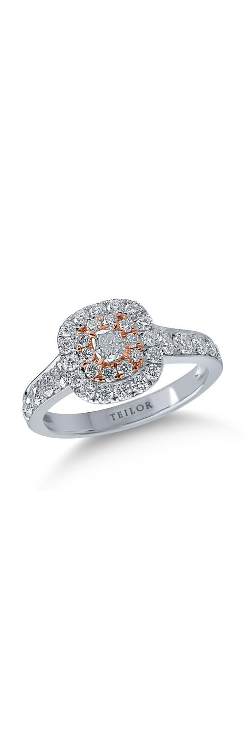 Fehérarany gyűrű 0.33ct rózsaszín gyémántokkal és 0.84ct tiszta gyémántokkal