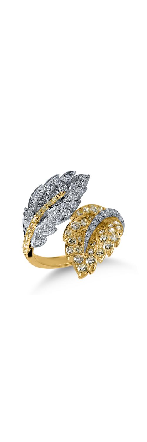 Sárga-fehér arany gyűrű 1.67ct gyémántokkal