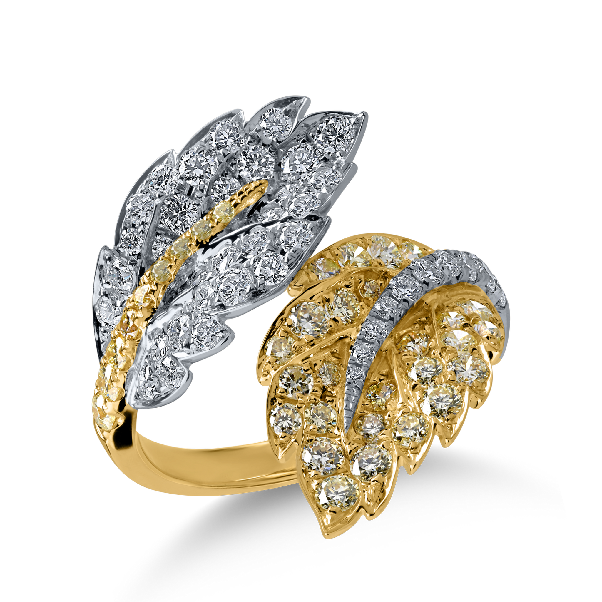 Sárga-fehér arany gyűrű 1.67ct gyémántokkal