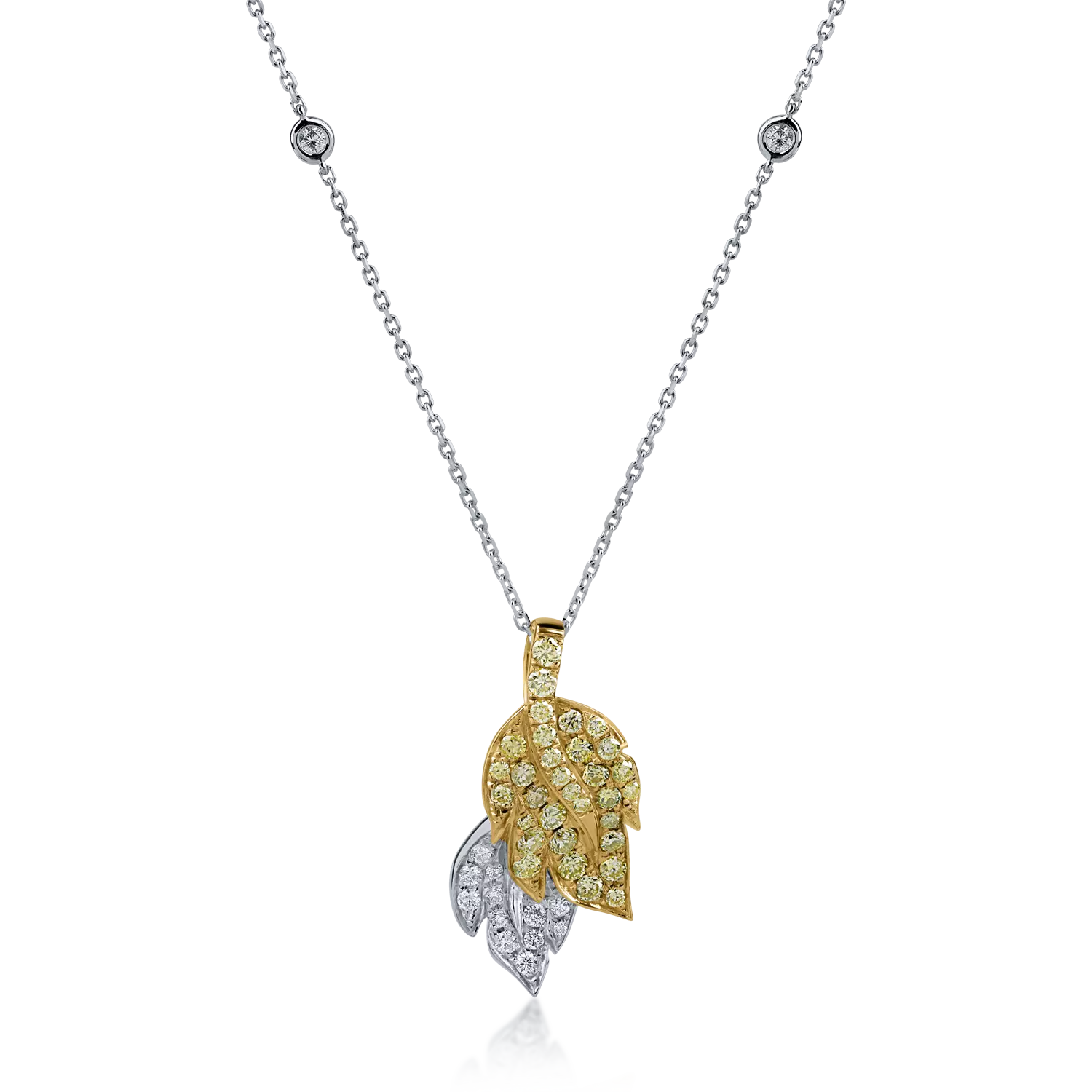 White-yellow gold pendant necklace with 0.82ct diamonds