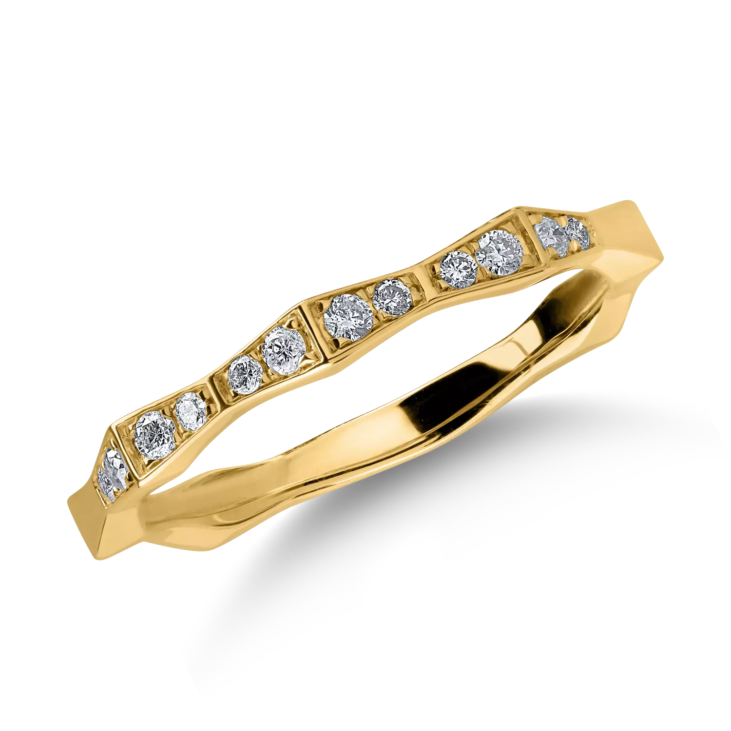 Sárga arany gyűrű 0.14ct gyémántokkal