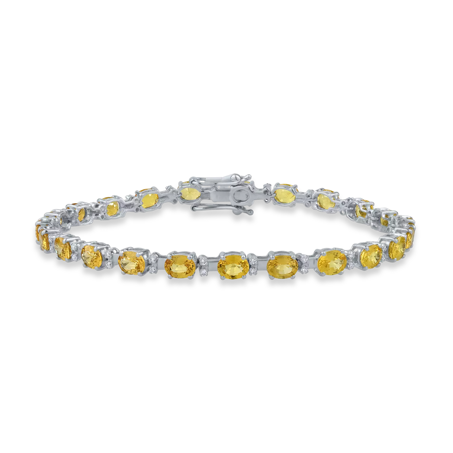 White gold tennis bracelet with 9.58ct yellow sapphires and 0.33ct diamonds