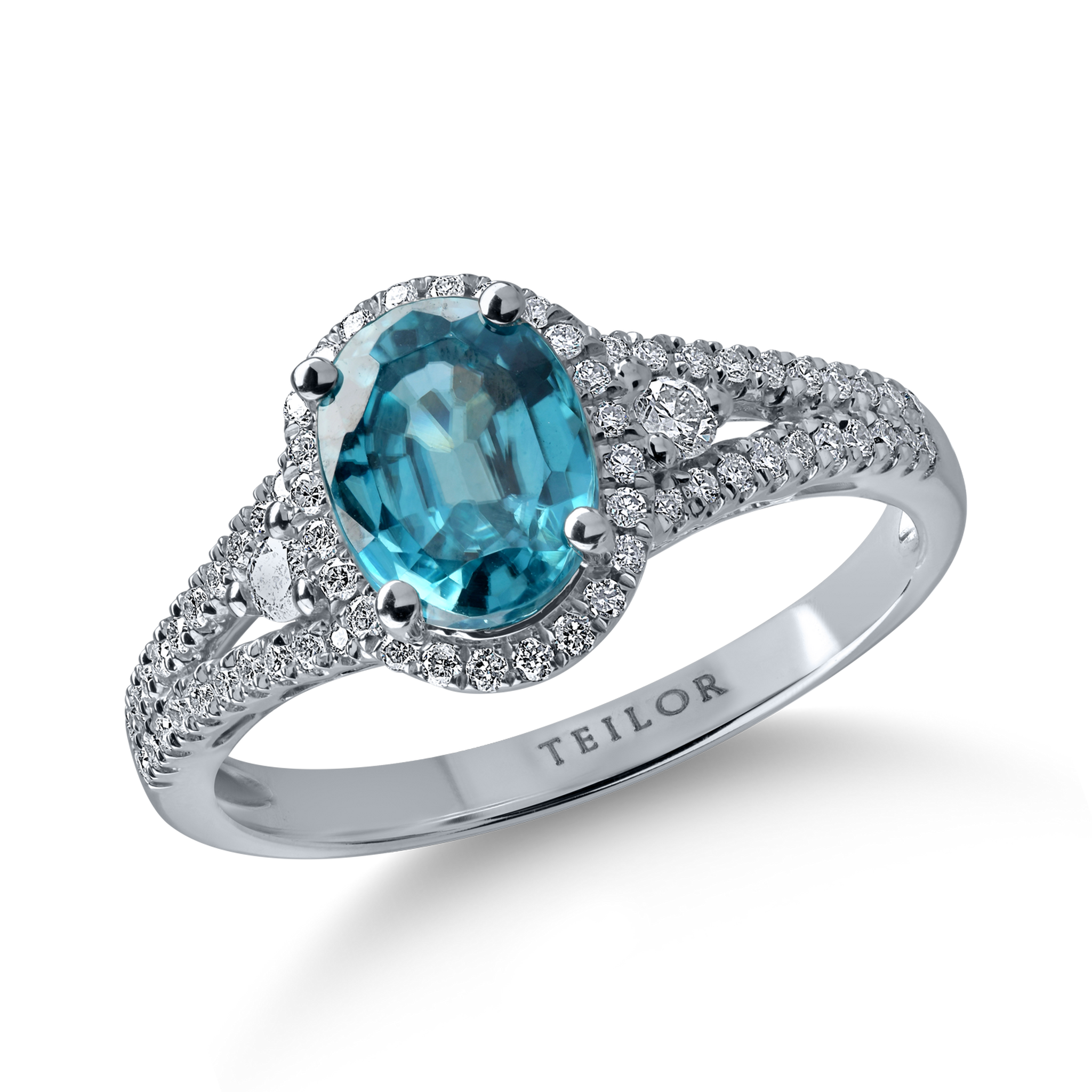 Fehérarany gyűrű 1.79ct cirkonnal és 0.3ct gyémántokkal
