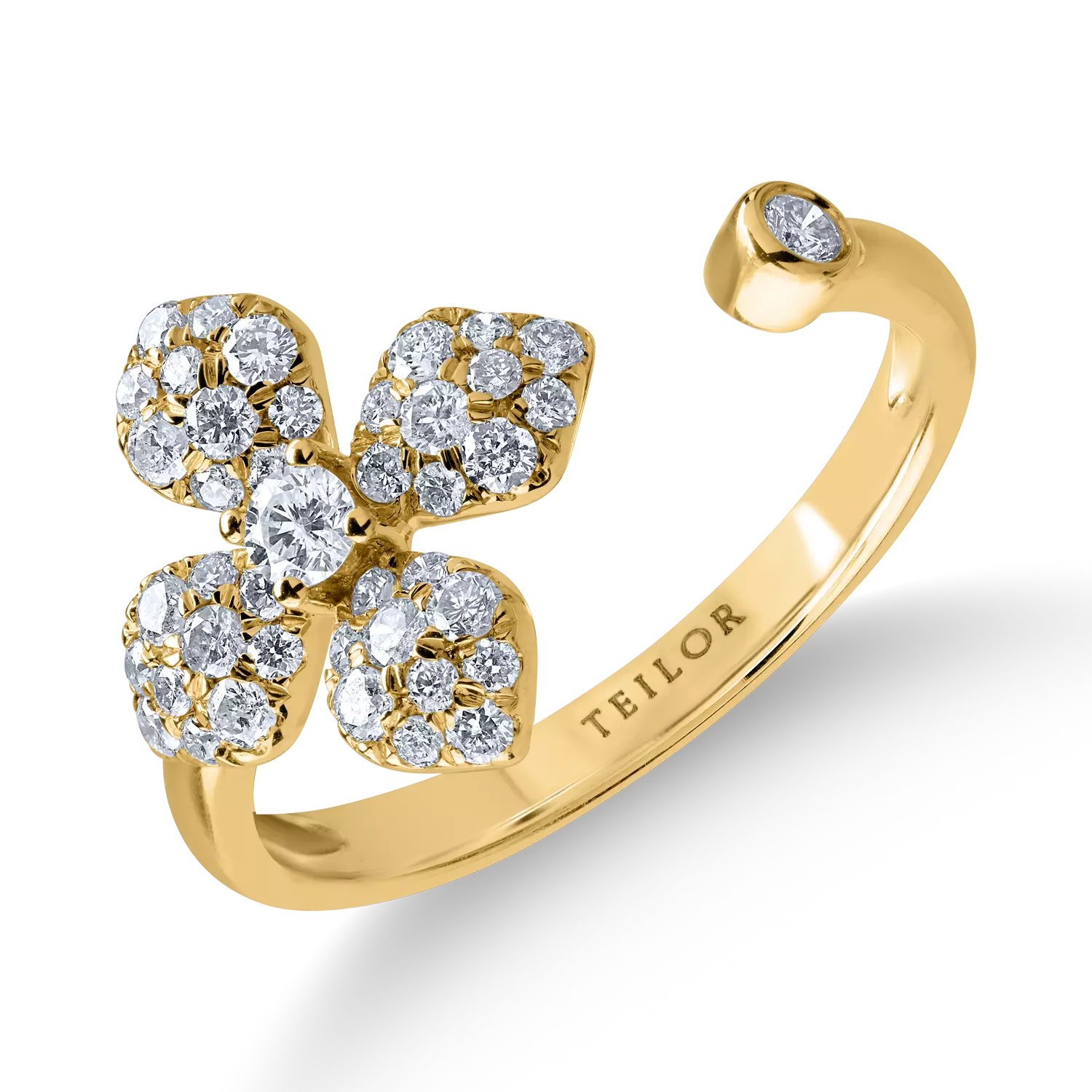 Sárga arany virággyűrű 0.51ct gyémántokkal