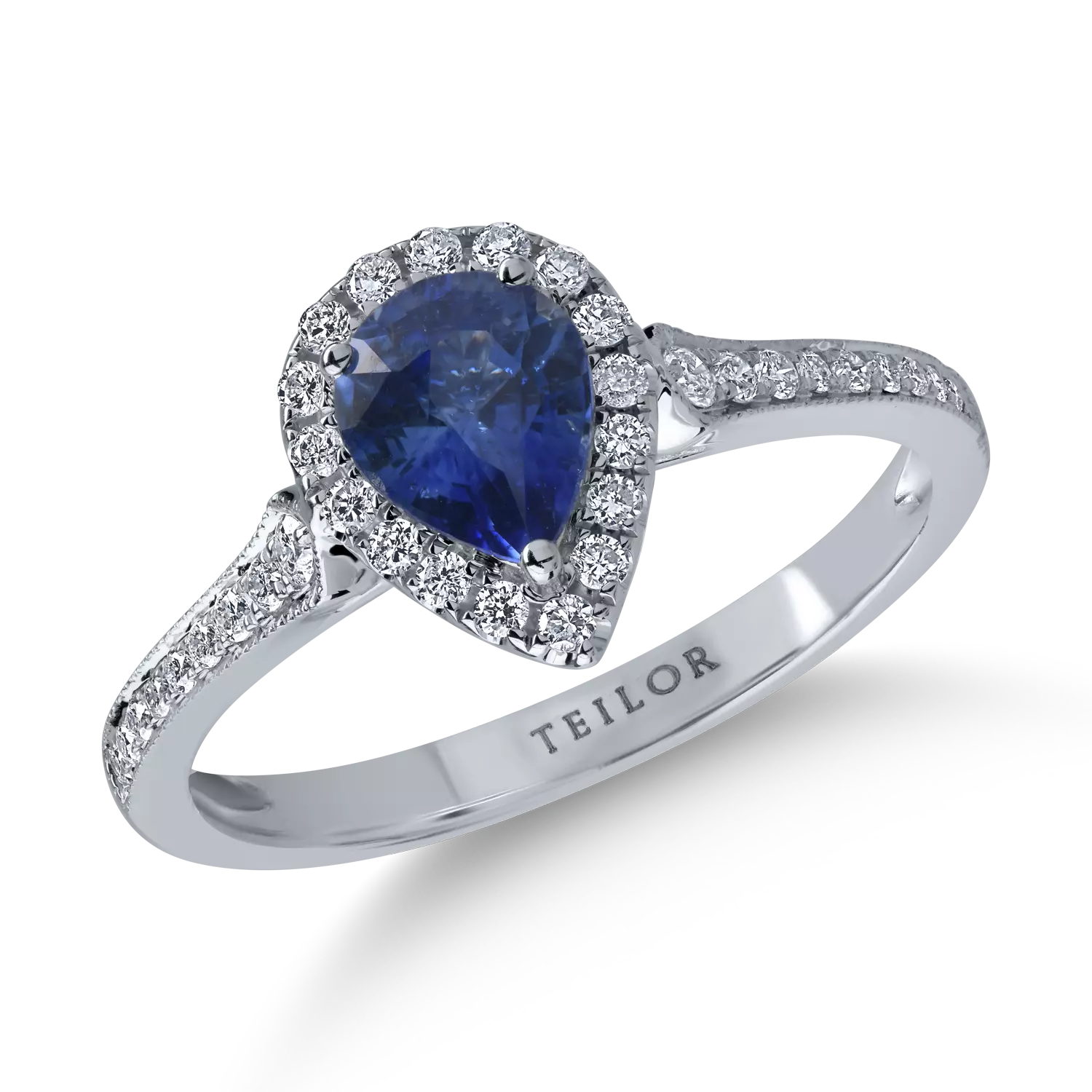 White gold ring with 0.86ct sapphire and 0.25ct diamonds