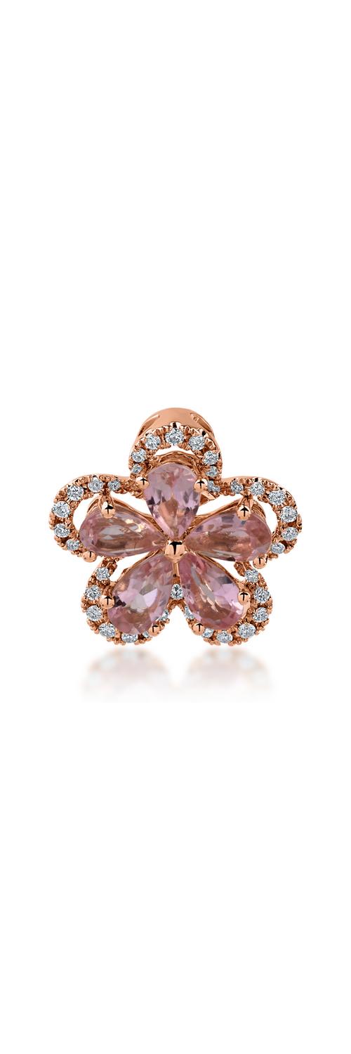 Rose gold flower pendant with 1.2ct green garnets and 0.15ct diamonds