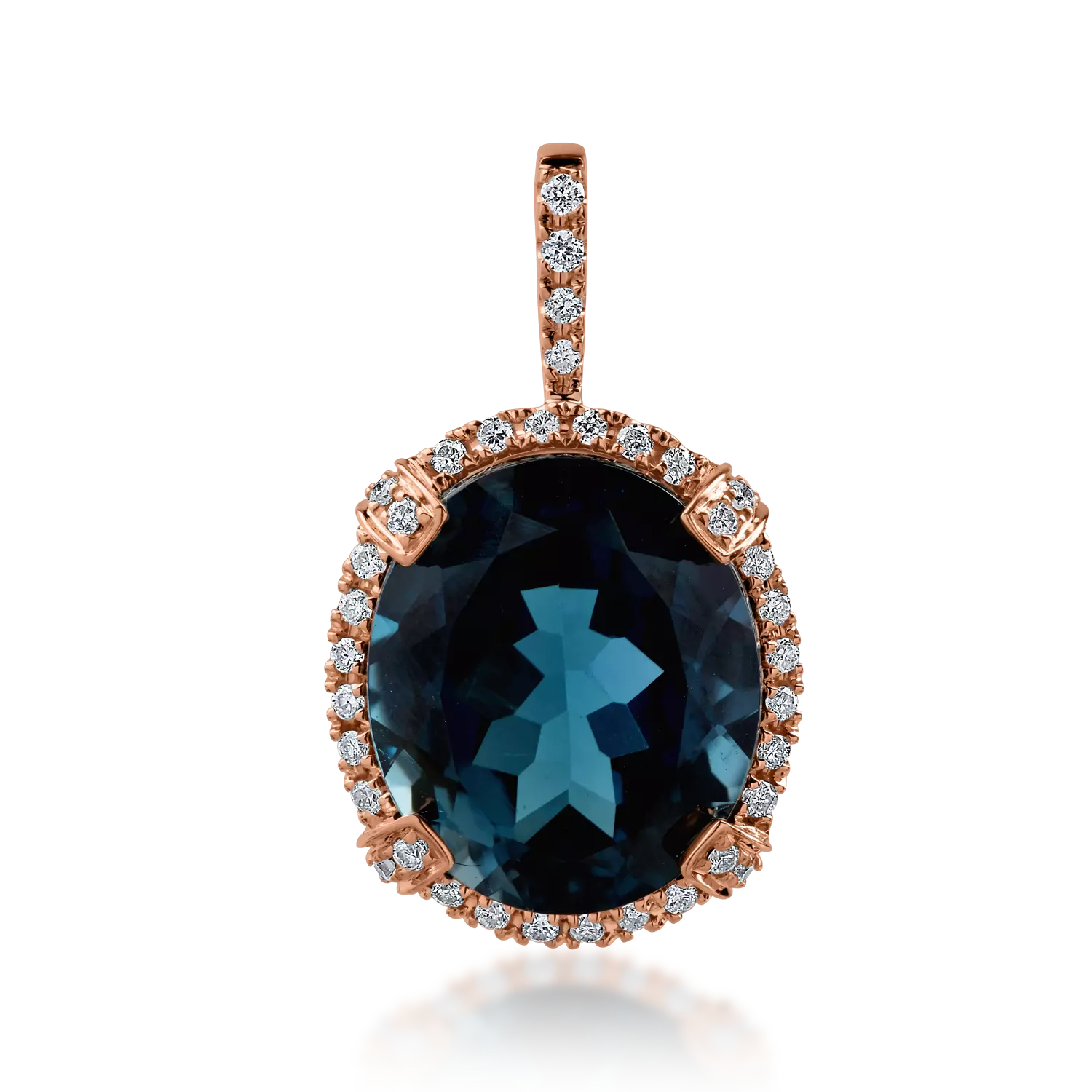 Rose gold pendant with 5.7ct london blue topaz and 0.19ct diamonds