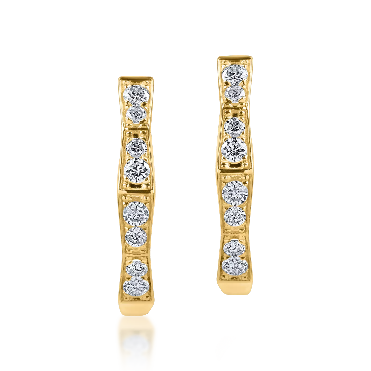 Kolczyki z żółtego złota z diamentami o masie 0.34ct