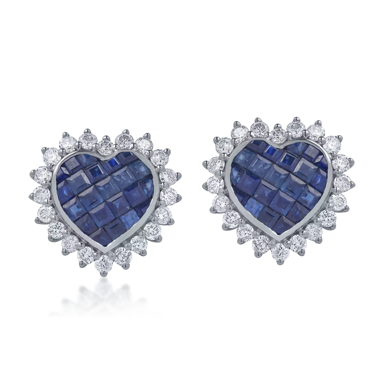 White gold heart earrings with 2.56ct sapphires and 1.15ct diamonds