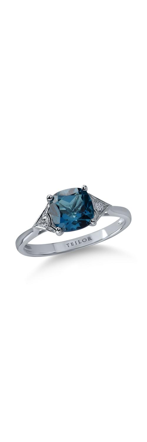 White gold ring with 1.81ct london blue topaz and 0.05ct diamonds
