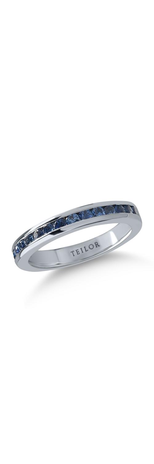 Half eternity ring in white gold with 0.83ct heated sapphires