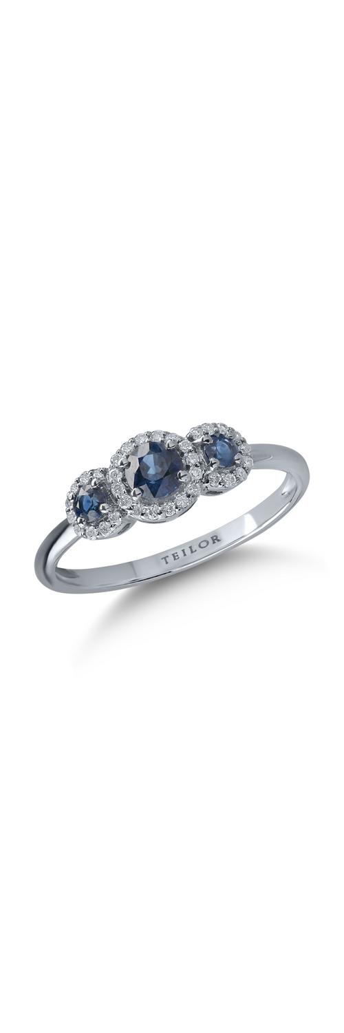 White gold ring with 0.53ct heated sapphires and 0.14ct diamonds