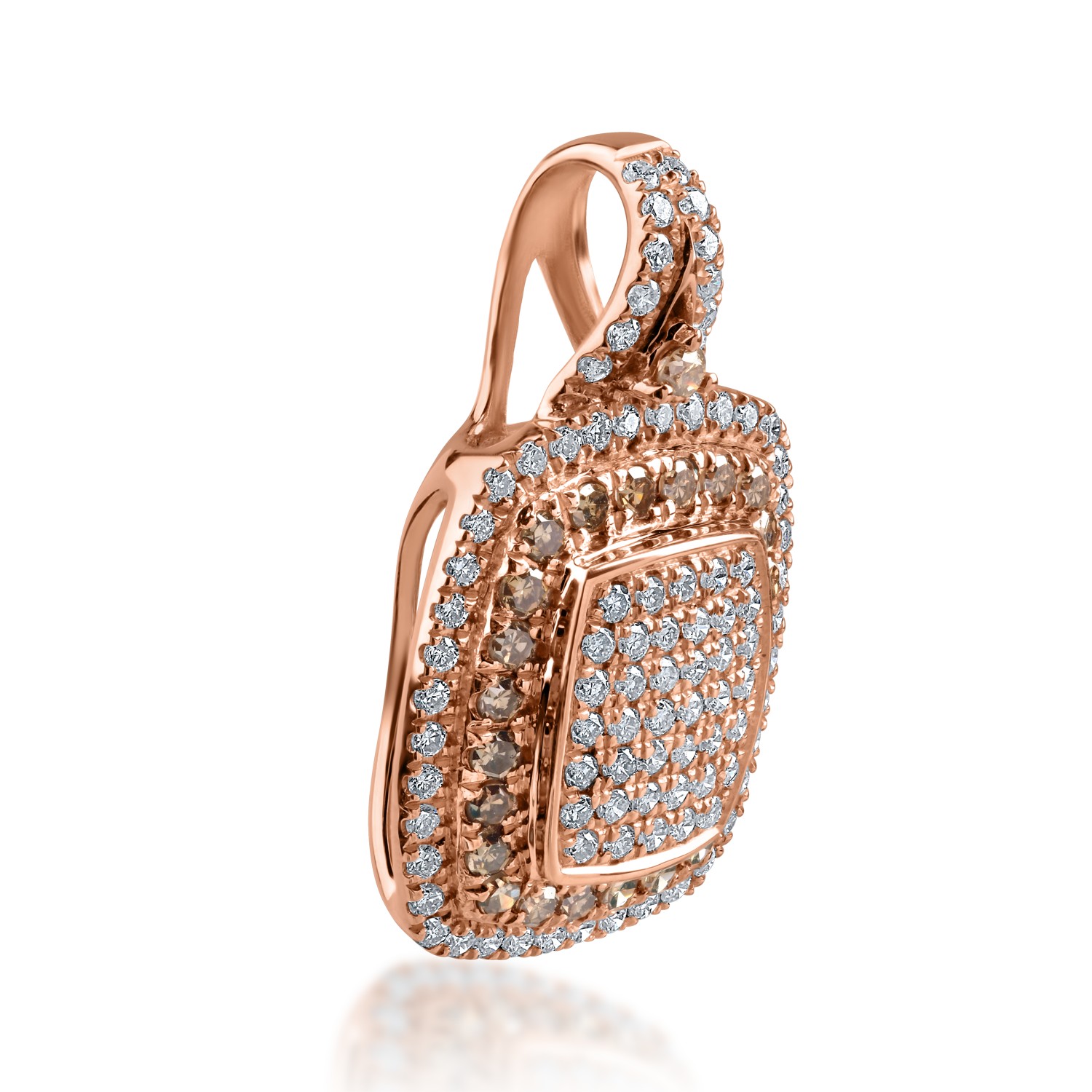 Pandantiv din aur roz cu diamante ciocolatii de 0.297ct si diamante transparente de 0.35ct