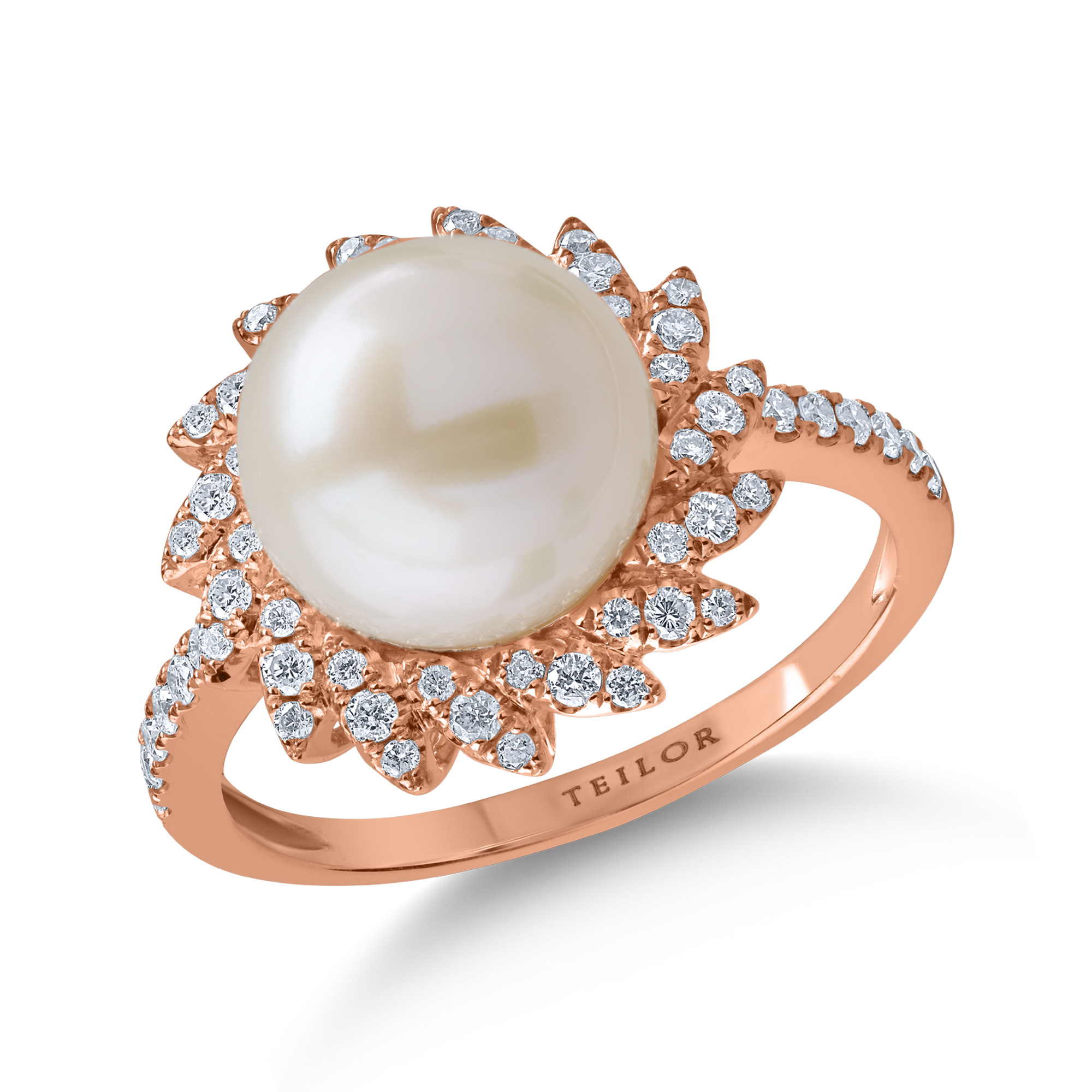 Inel din aur roz cu perla de cultura de 6.3ct si diamante de 0.3ct image11