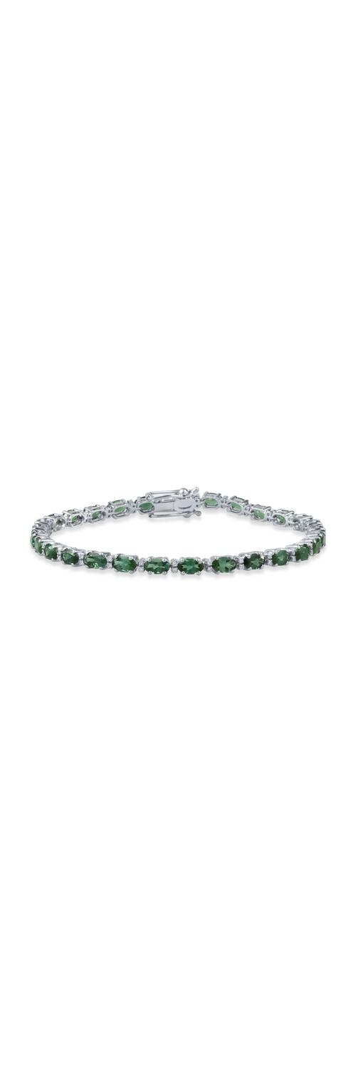 White gold tennis bracelet with 6.86ct green tourmalines and 0.17ct diamonds