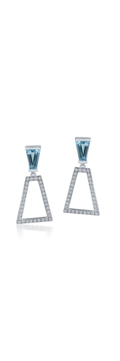 White gold earrings with 1.03ct blue topazes and 0.21ct diamonds