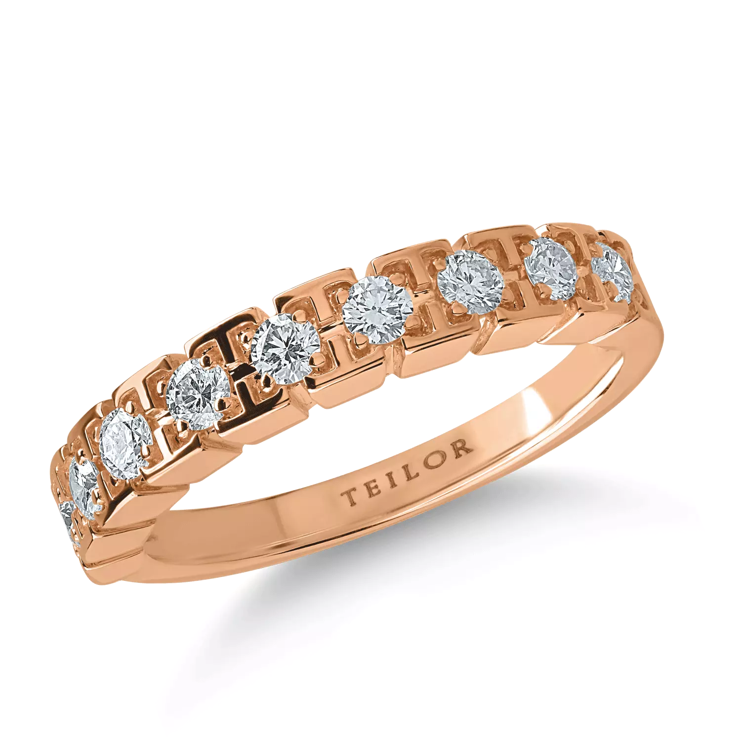 Half eternity ring in rose gold with 0.38ct diamonds