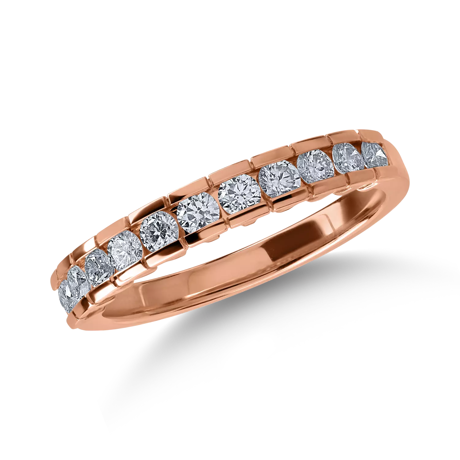 Fél örökkévalóság gyűrű rózsaszín aranyból. 0.52ct gyémántokkal