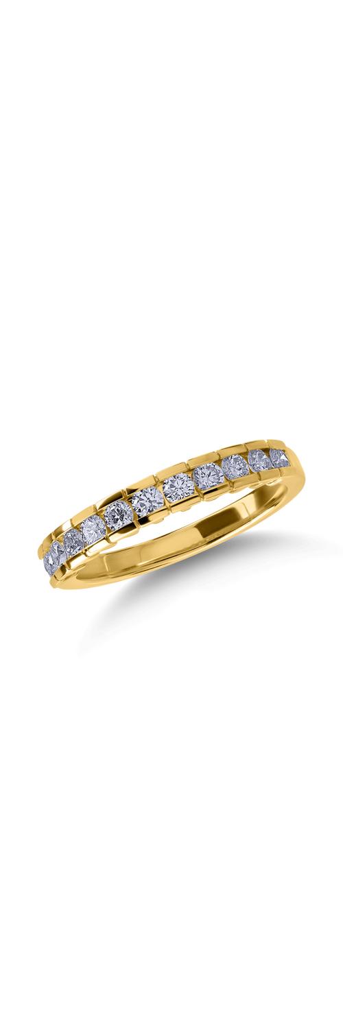 пръстен половин вечност от жълто злато с 0.52кт диаманти