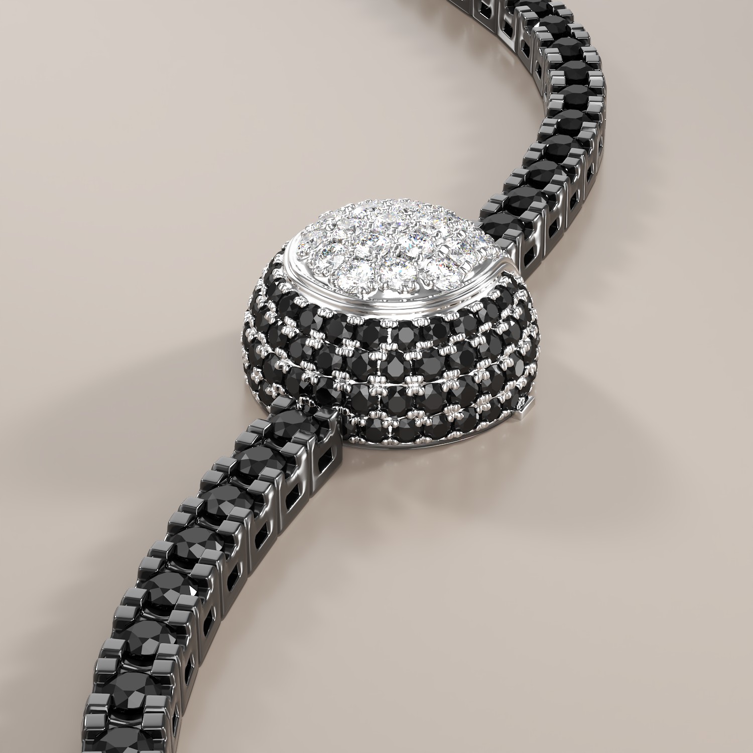 Victory tennis bracelet with 2.02ct black and clear diamonds