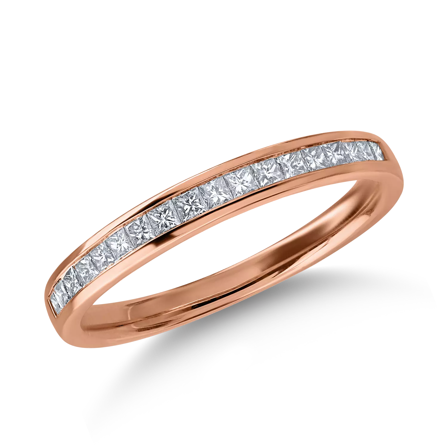 Inel semi eternity din aur roz cu diamante de 0.36ct