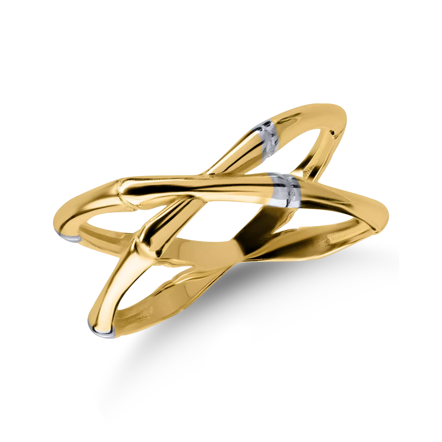 Минималистичен пръстен от бяло-жълто злато